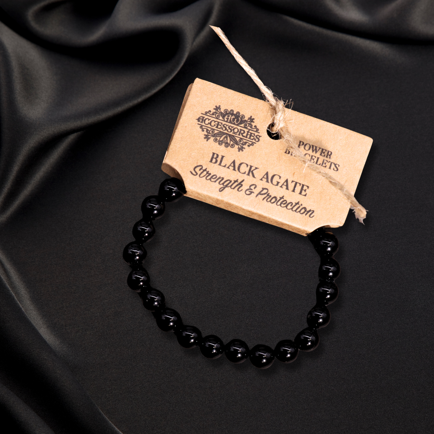 Black Agate Power Bracelet for Protection & Courage