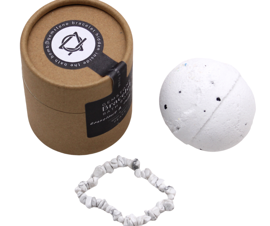 White Jasper Gemstone Bracelet Bath Bomb - Grapefruit & Ylang Ylang