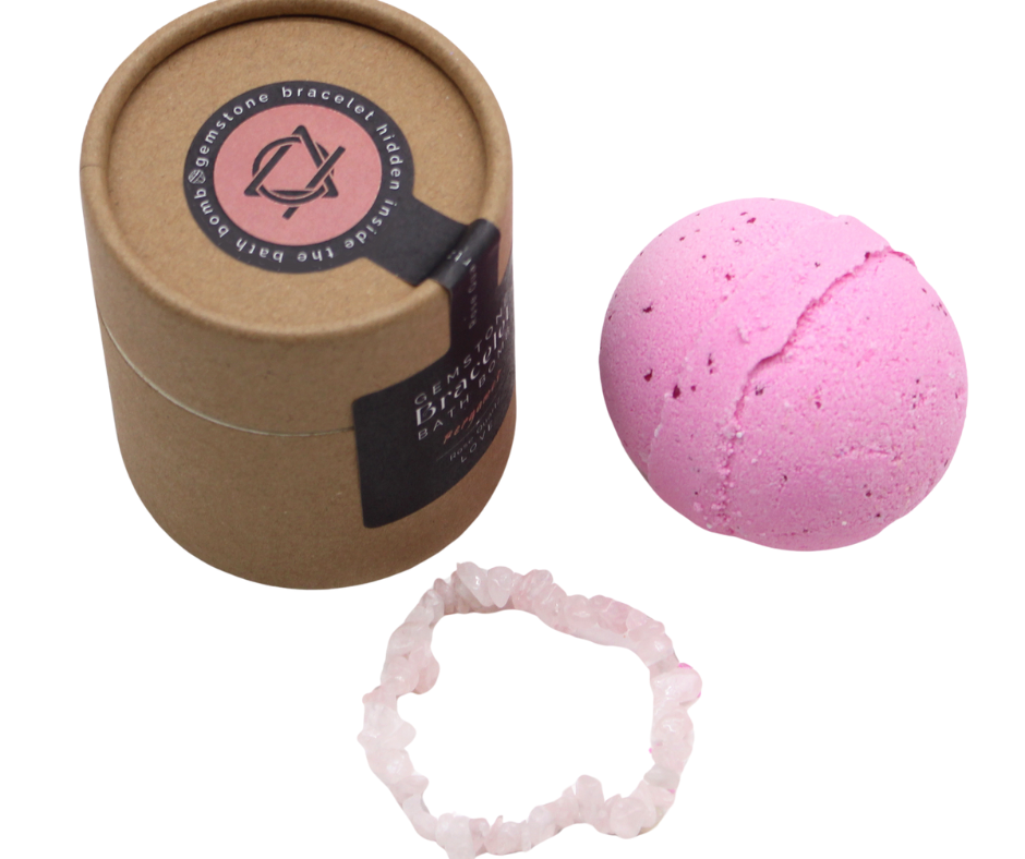 Rose Quartz Gemstone Bracelet Bath Bomb - Bergamot