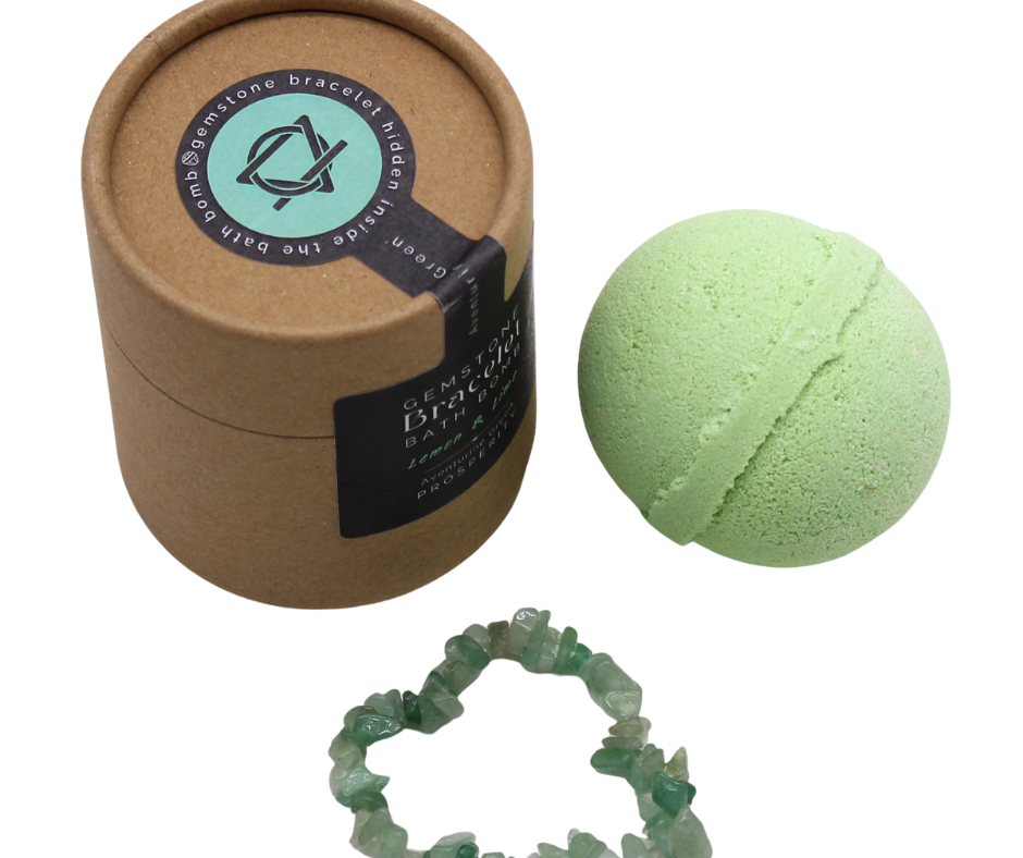 Green Aventurine Gemstone Bracelet Bath Bomb - Lemon & Lime