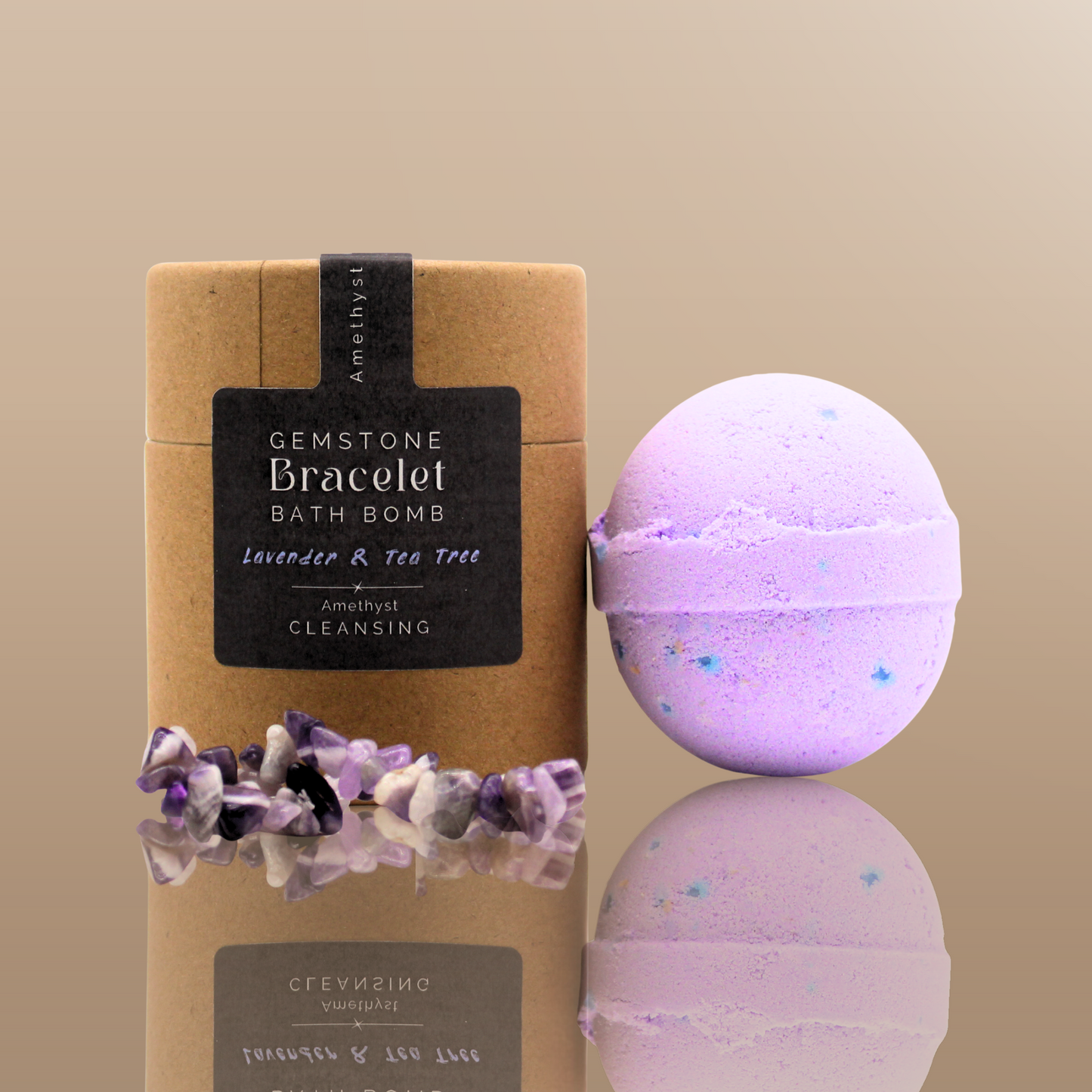 Amethyst Gemstone Bracelet Bath Bomb - Lavender & Tea Tree