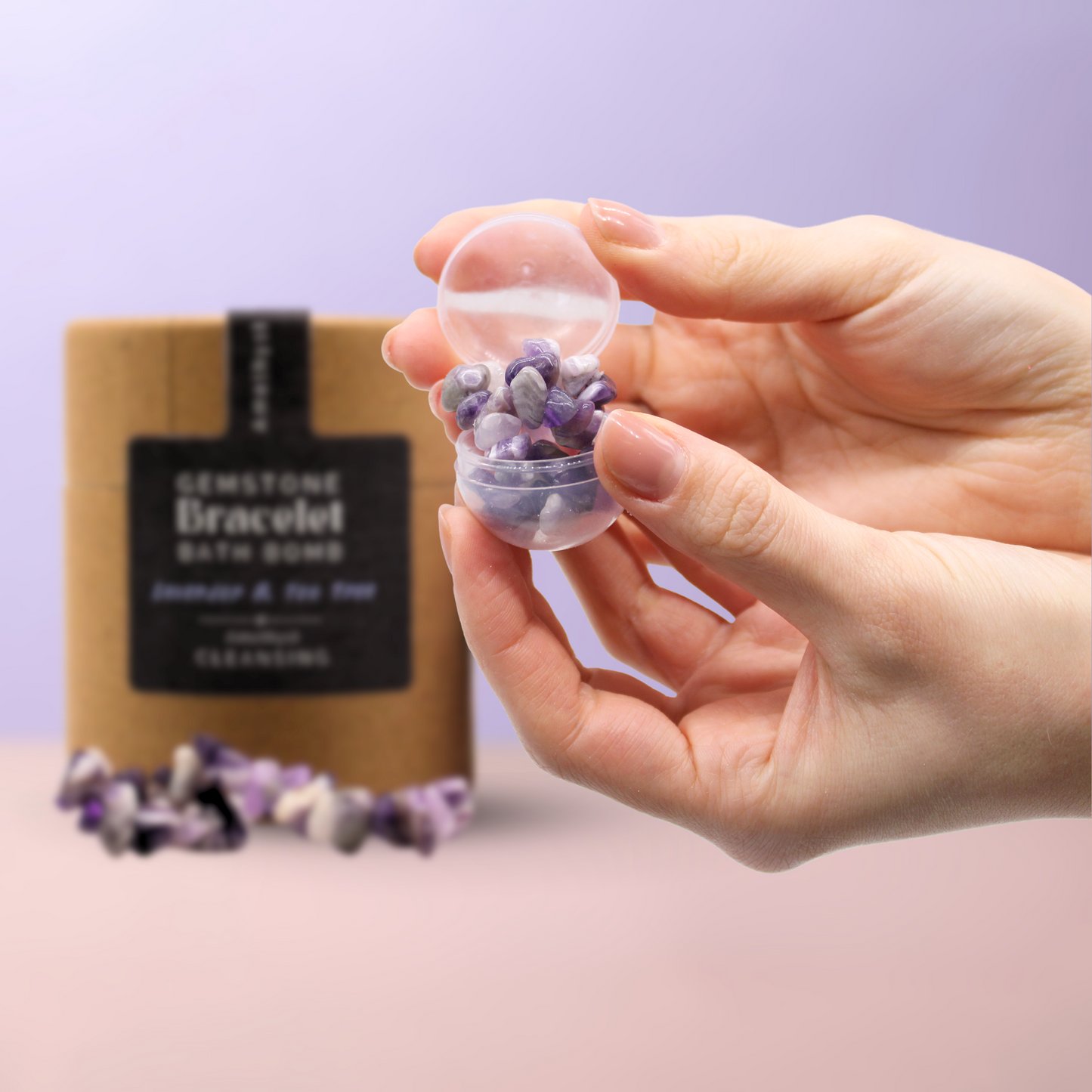 Amethyst Gemstone Bracelet Bath Bomb - Lavender & Tea Tree
