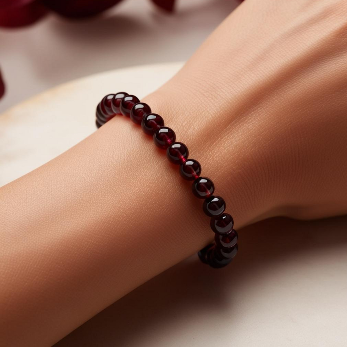 Blood Garnet Power Bracelet for Positivity & Uplifted Mood