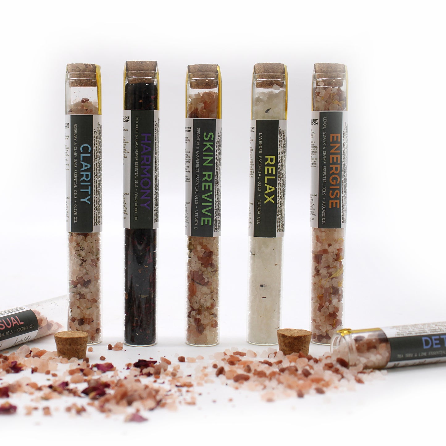 Bath Salt Vials - Gift Pack of 7 Scents for a Luxurious Bath Experience