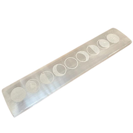Selenite Charging Plate with Moon Phases - 20cm Flat Bar