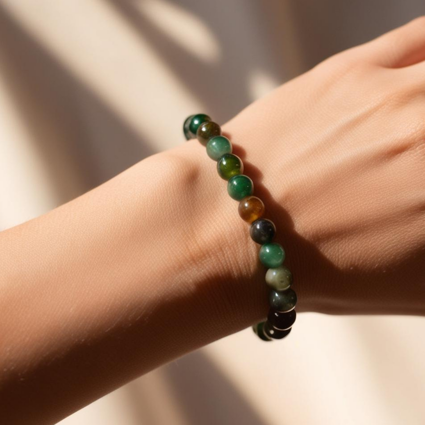 Moss Agate Power Bracelet for Wealth & Prosperity
