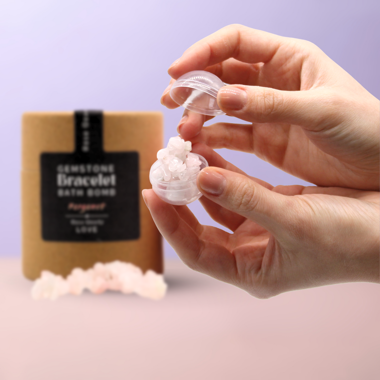 Rose Quartz Gemstone Bracelet Bath Bomb - Bergamot