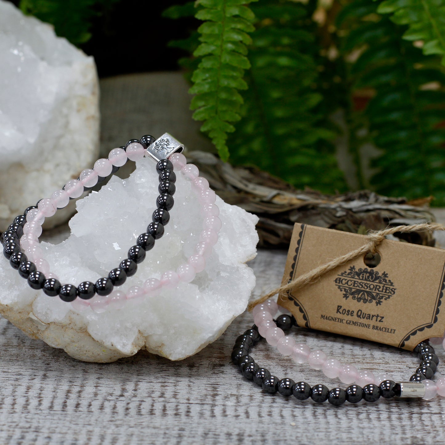 Rose Quartz Healing Bracelet - Magnetic Gemstone Bracelet