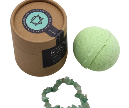 Green Aventurine Gemstone Bracelet Bath Bomb - Lemon & Lime