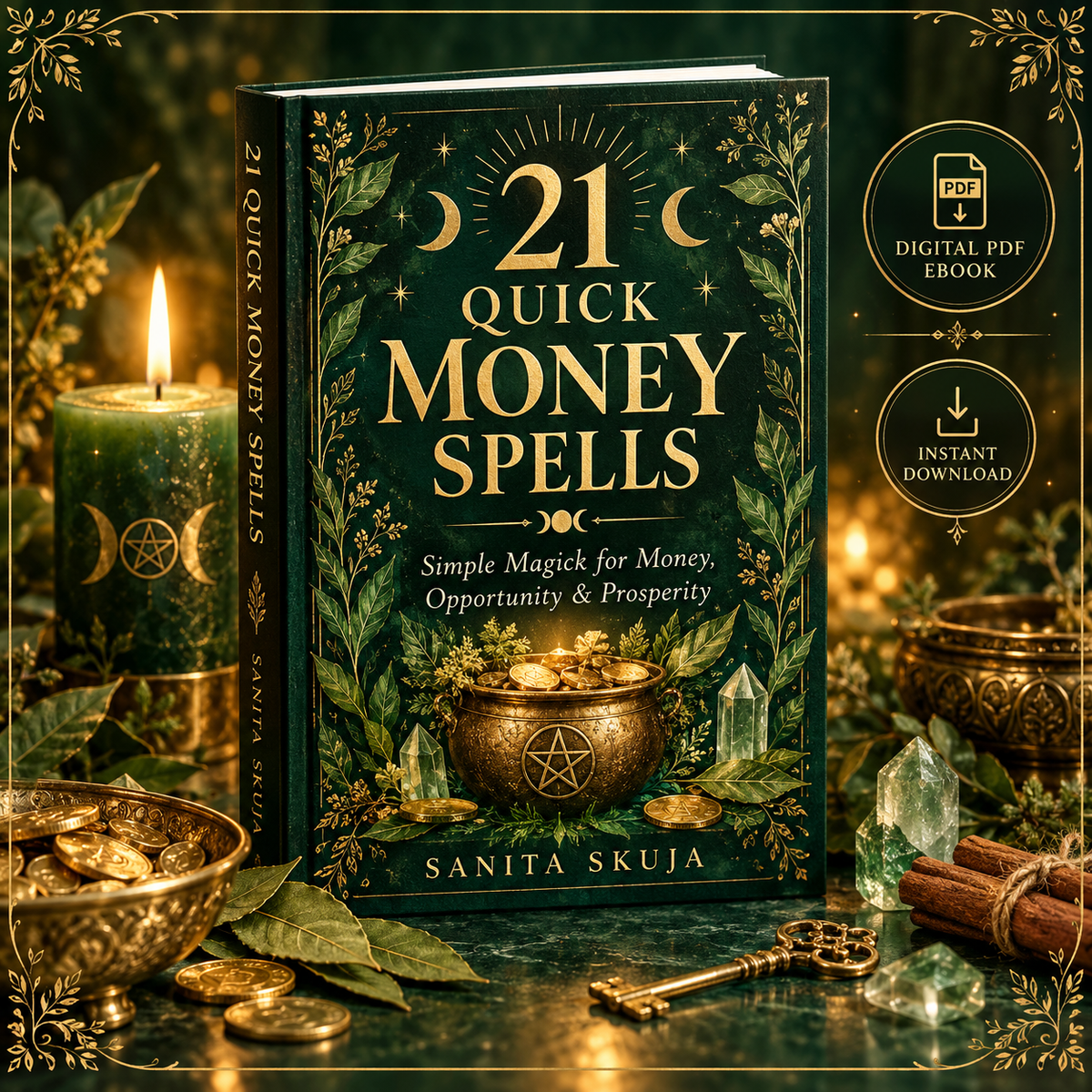 21 Quick Money Spells —  Simple Magick for Money, Opportunity & Prosperity - Digital PDF Ebook
