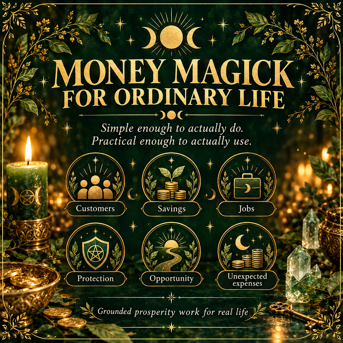 21 Quick Money Spells —  Simple Magick for Money, Opportunity & Prosperity - Digital PDF Ebook