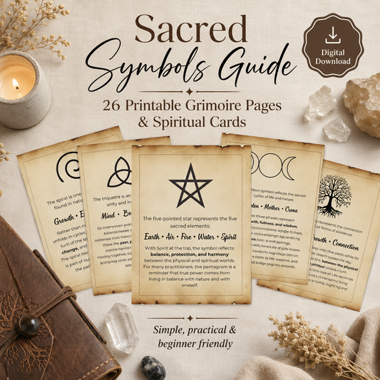 Sacred Symbols Guide – Printable Grimoire Pages & Spiritual Cards