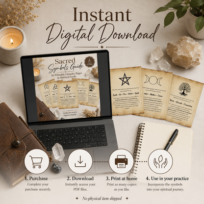 Sacred Symbols Guide – Printable Grimoire Pages & Spiritual Cards