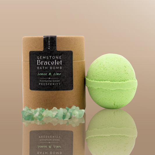 Green Aventurine Gemstone Bracelet Bath Bomb - Lemon & Lime