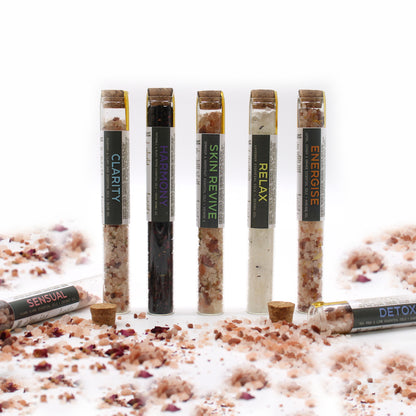 Bath Salt Vials - Gift Pack of 7 Scents for a Luxurious Bath Experience