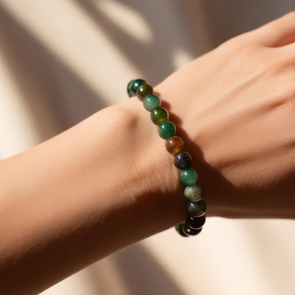 Moss Agate Power Bracelet for Wealth & Prosperity