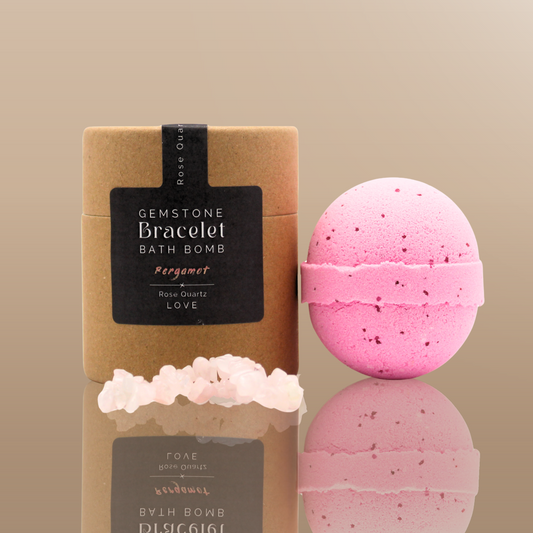 Rose Quartz Gemstone Bracelet Bath Bomb - Bergamot