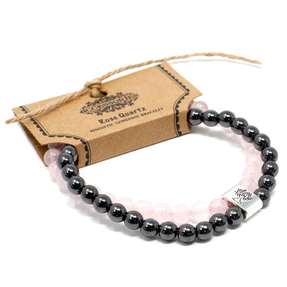 Rose Quartz Healing Bracelet - Magnetic Gemstone Bracelet
