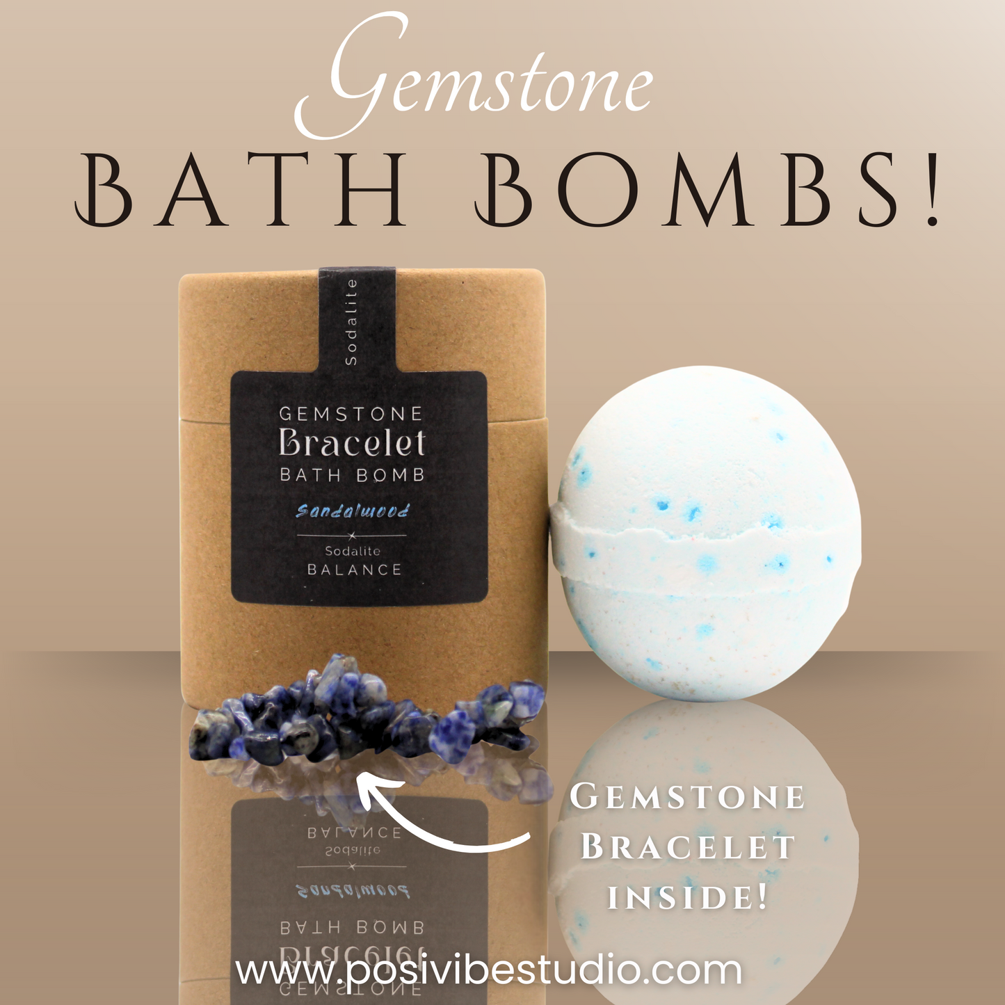 Sodalite Gemstone Bracelet Bath Bomb - Sandalwood