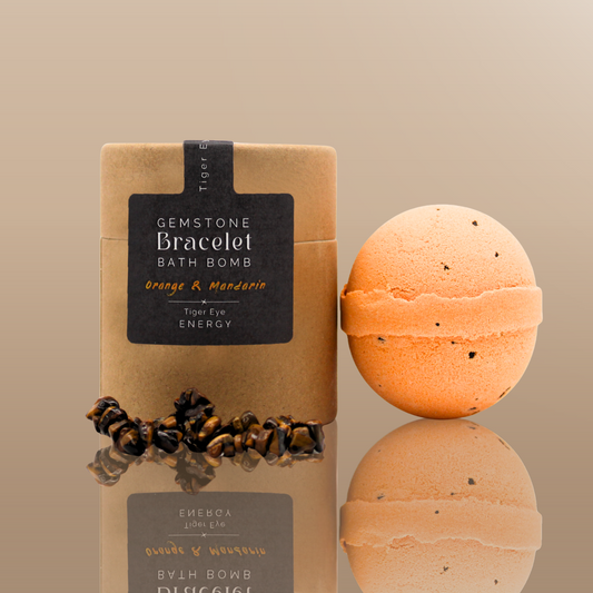 Tiger Eye Gemstone Bracelet Bath Bomb - Orange & Mandarin