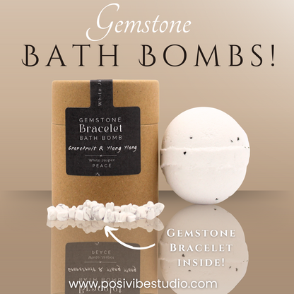 White Jasper Gemstone Bracelet Bath Bomb - Grapefruit & Ylang Ylang