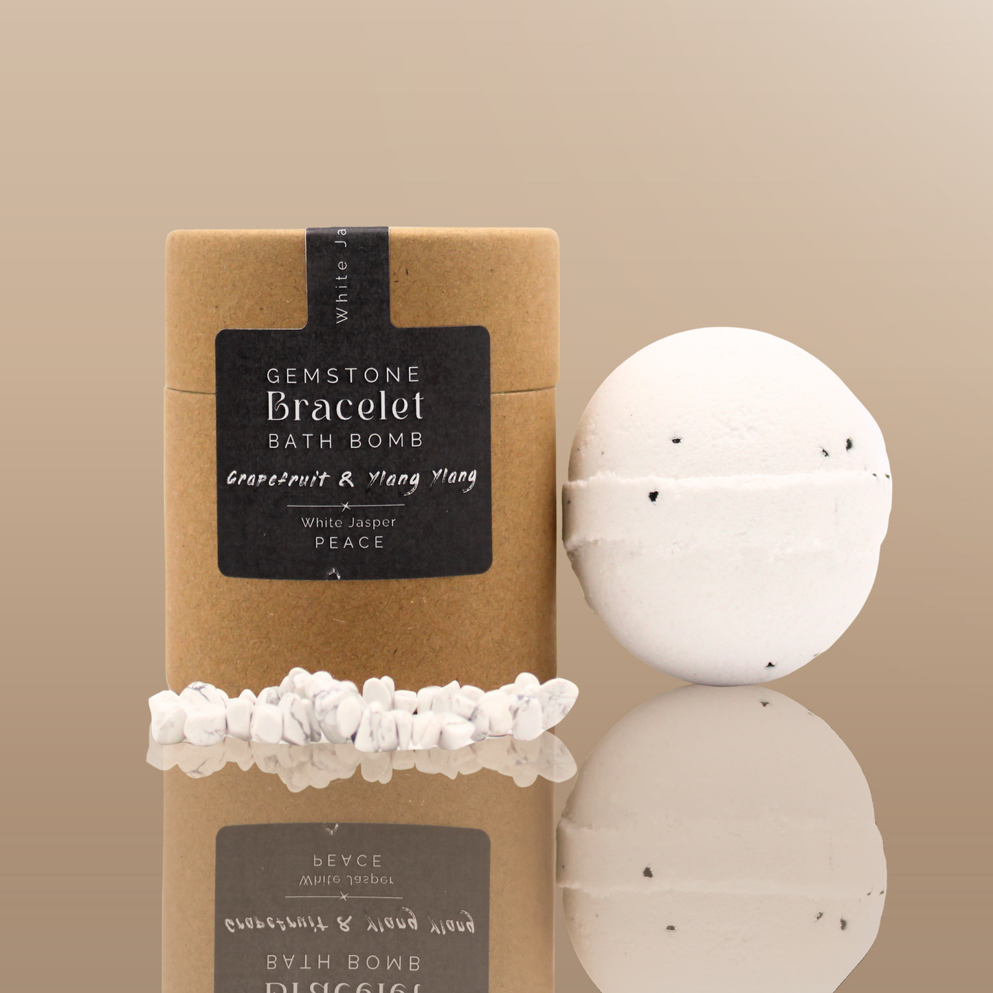 White Jasper Gemstone Bracelet Bath Bomb - Grapefruit & Ylang Ylang