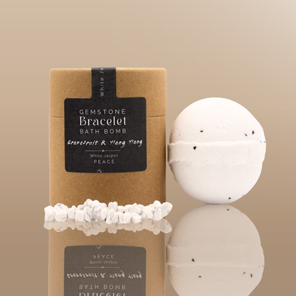 White Jasper Gemstone Bracelet Bath Bomb - Grapefruit & Ylang Ylang